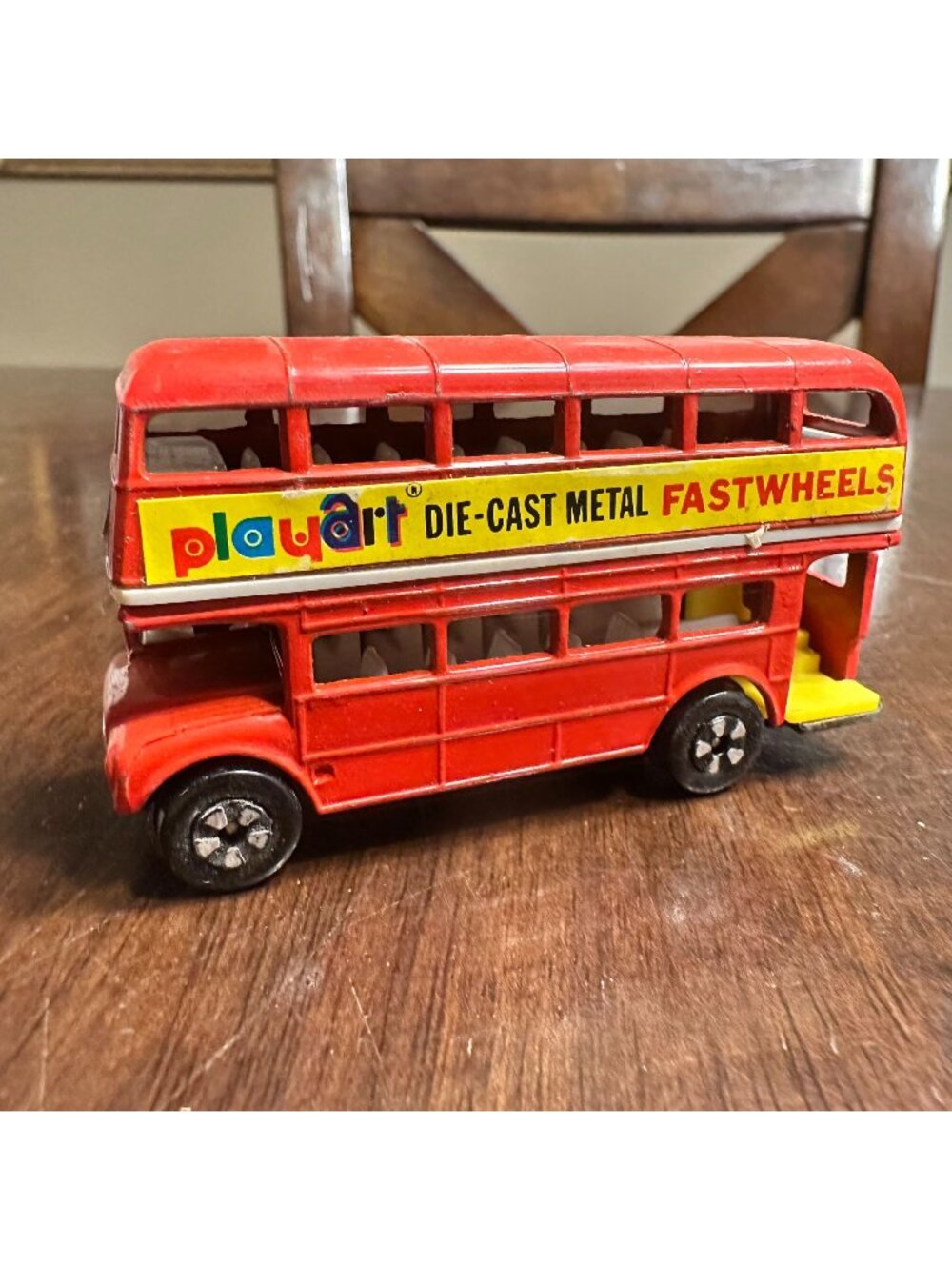 Vintage Playart Die-Cast Metal "Fastwheels" Double Decker Bus 93 Oxford